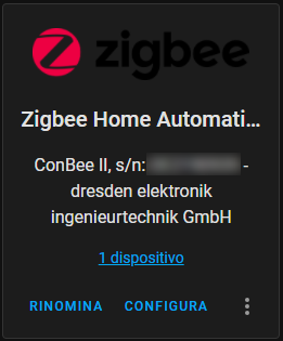 Integrazione ZHA: Zigbee Home Automation di Home Assistant