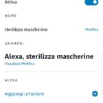 Configurazione della routine di Alexa per richiamare lo script sterilizza