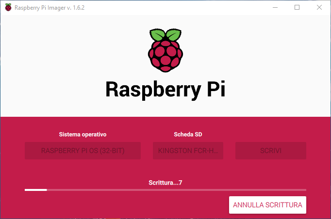 Scrittura SD da Raspberry Pi Imager
